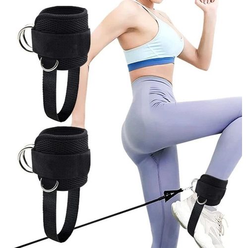 2pc Ankle+Foot Strap Cable Resistance Band Adjustable Comfortable Ankle Cuff Glutes Kickbacks, Leg