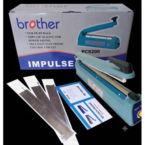 PCS200 Impulse Bag Sealer Machine (200mm) with Spare Heating Elements
