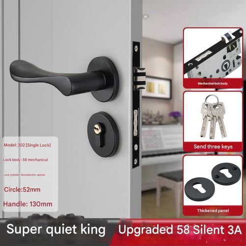 Bedroom Door Lock, L-shaped Reinforced Door Lock, Safety Latch - Single Lock