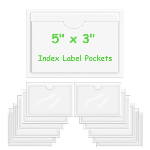 12 Pack Self-Adhesive Index Card Pockets,Pockets Labels Holders