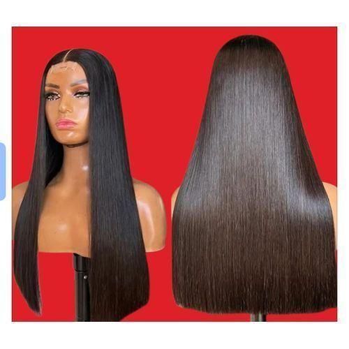 18 inches blunt bone straight lookalike wig Kim k closure natural color