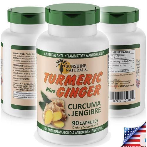 Turmeric Curcuma + Ginger 90Caps Inflammatory,Antioxidant,Joint Support,Digestive Aid & Heart