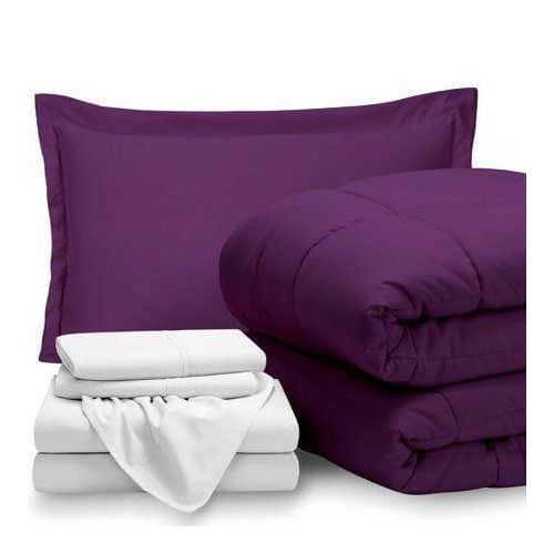 Premium Plain Purple Duvet Set WIith white Bedsheet