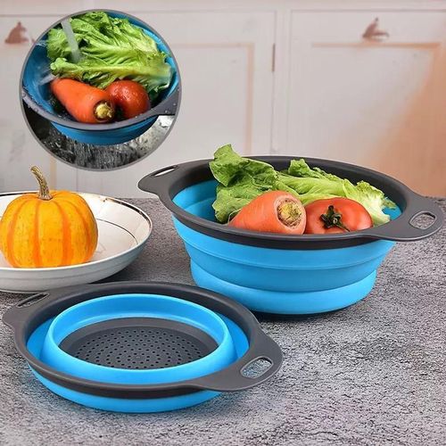2in1 Quality Foldable Filter Basket Round fruit washing basket