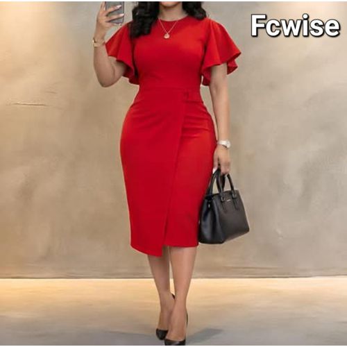 Gorgeous red office gown for ladies