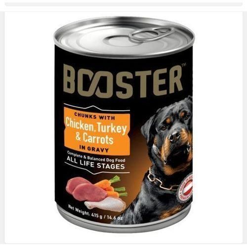 Booster Chunks with Chicken, Turkey & Carrots in Gravy 415g can of wet dog food