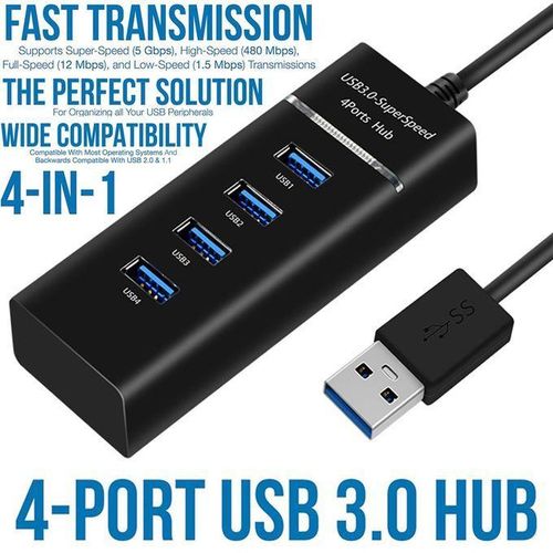 USB HUB 4 Ports USB 3.0 Hub Adapter High Speed Data Transfer