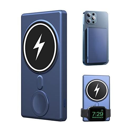 3 In 1 Magnetic Wireless Charging Power Bank, 5,000mAh Mag-Safe Battery Pack With USB-C Cable, Design For IPhone 14/14 Plus/13 Pro Max/13 Mini/12//12 Pro Max,ETC For Airpods, And Iwatch