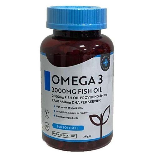 Fast-Acting Omega 3 Fish Oil 2000mg – High Strength EPA 660mg & DHA 440mg Capsules for Heart, Brain & Joint Support (240 Softgels) For Men And Women Adults Brown
