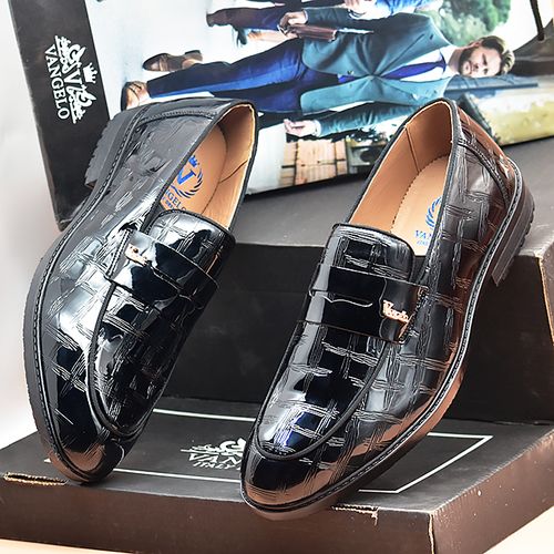 QUALITY GLOSSY LEATHER MEN CORPORATE AND WEDDING SHOES BLACK
