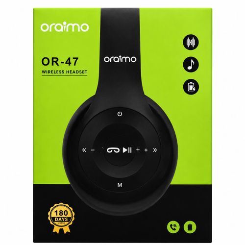 OR-47 P47 Wireless Bluetooth Headphones – Powerful Super Bass, Clear HD Stereo Sound, Premium Quality Over-Ear Headset for Music, Calls, Movies & Gaming – Black