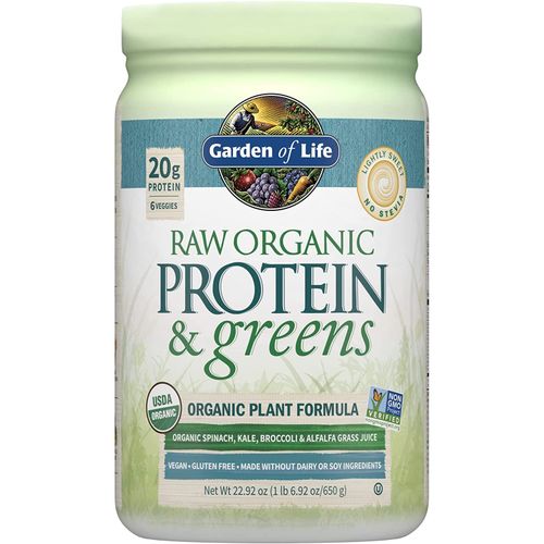Raw Organic Protein & Greens - Lightly Sweet - Vegan Protein Powder For Women And Men, Plant Protein, Pea Protein, Greens & Probiotics - Dairy Free, Gluten Free Low Carb Shake, 20 Servings