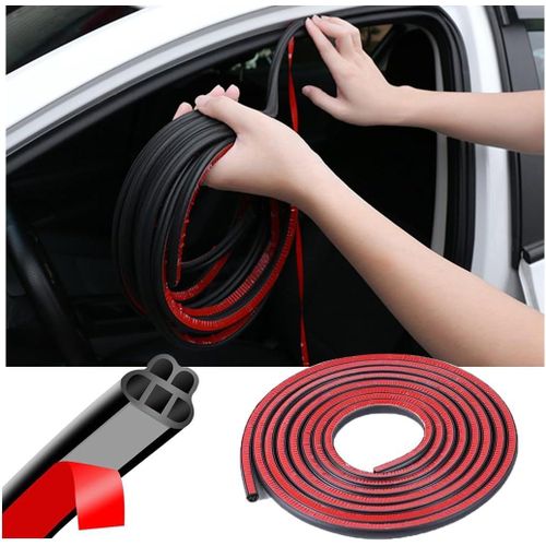 Car Door Seal Strip, Rubber Double Layer Vehicle Weather Stripping, 32.8ft 5 Hole Soundproof Self Adhesive Automotive Sealing Strip Accessories, Universal for SUV, Truck, RV