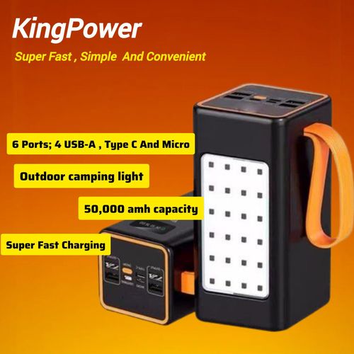 Super Strong 50,000amh Powerbank With Led Light, Type C, and Blackberry Input port and USB and Type C output ports