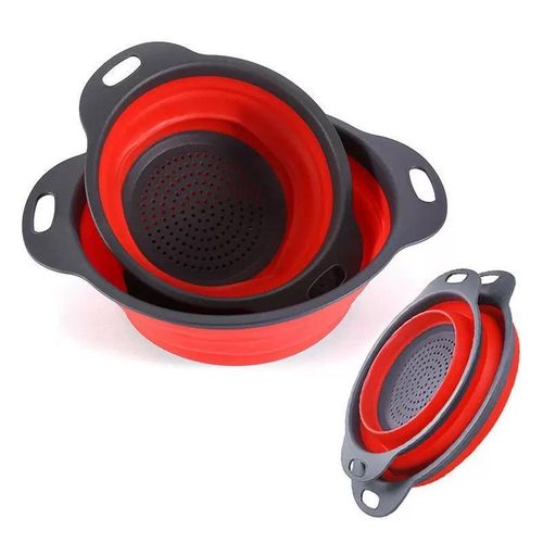 2 Sets Round foldable drain filter basket washing basket