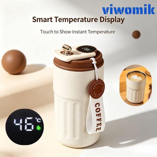 450ml Smart Temperature Display Thermos Cup, 316 Stainless Steel Vacuum Insulated Coffee Mug with Touch Screen, 10-Hour Hot/Cold Retention, Leak-Proof for Office Car Travel