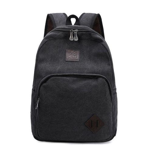 Canvas Laptop Backpack For Men Women Students Large Capacity Travel School Computer Bag -Black