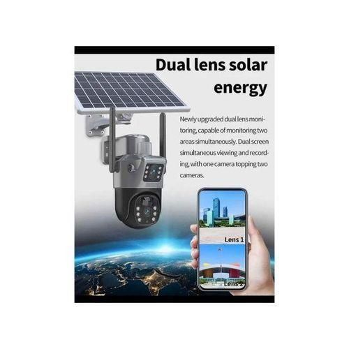 Solar Powered 4G Simcard Double Lens 5MP Auto-tracking Camera