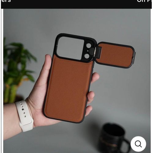 Metal camera cap stand case cover For iPhone 17 pro max - Leather Cover Camera Lens