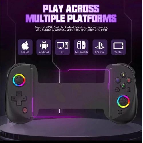 D8 Telescopic & Wireless Mobile Phone Gamepad with Turbo 6-axis Gyro, Vibration Bluetooth - Compatible 5.2 for Android, iPhone, Switch, PS4 & PC ( Black )
