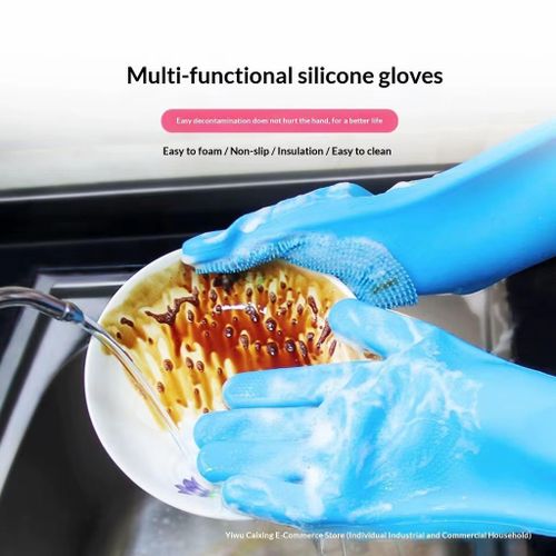 Silicone Dishwashing Gloves Waterproof Heat Washing Clothes Magic Kitchen Dishwashing Gloves