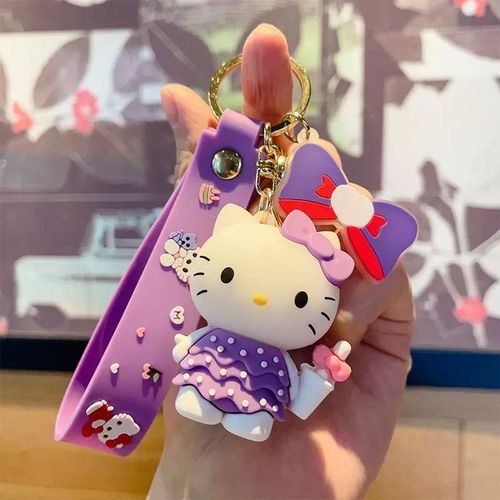 Hello Kitty Carabiner Keychain Bag Holder with Locking Clip Metal Key Ring Charm