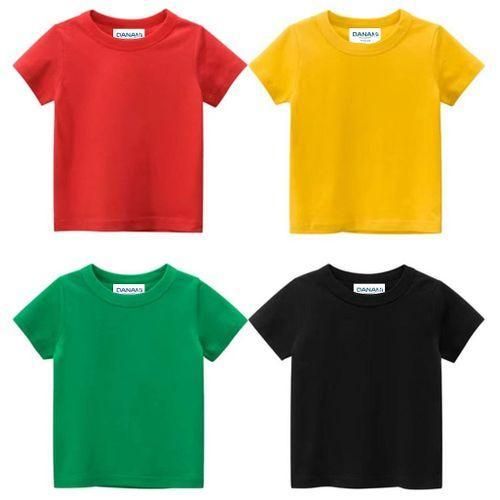 4 Pack Kids/Children Boys/Girls T-Shirt- Red, Yellow, Green, Black