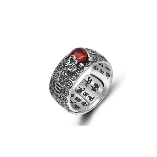 Fortified Pixiu Feng Shui Black Obsidian Wealth Ring