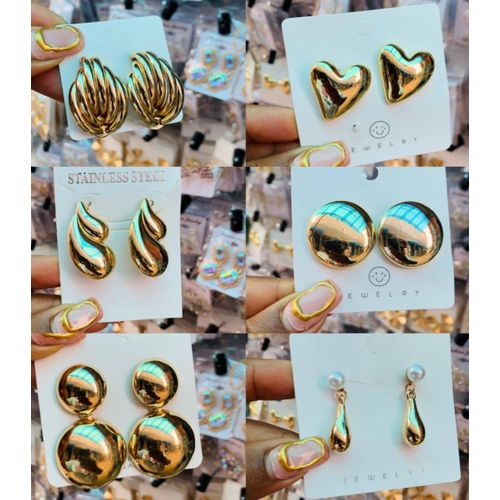 6 Pairs Of Luxury Statement Vintage Stylish Earrings For Women