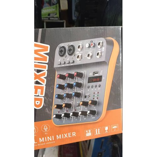 Mixer Professional 4 Channel Mini Audio Mixer with USB, Bluetooth & DSP Effects