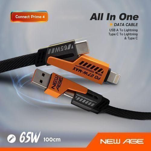 Connect Prime 4 65W (4-in-1 Multiport) 1M Type C To Lightning Cable + IPhone Cord