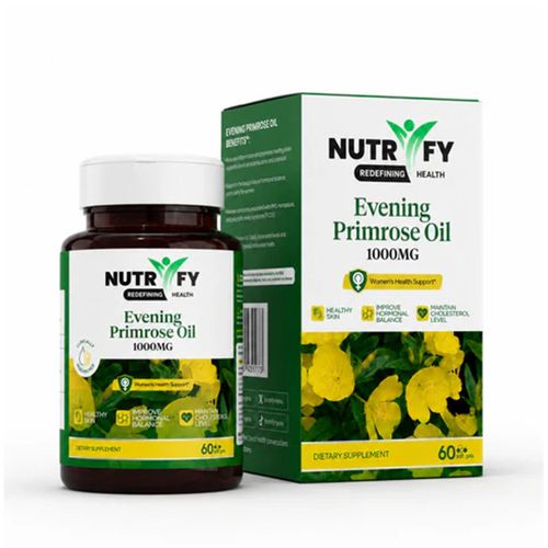Evening Primrose Oil 1000mg – Women's Health Support with Vitamin E – 60 Softgels