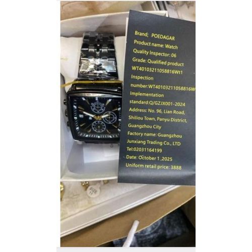POEDAGAR, Luxury Rectangular Chronograph Watch