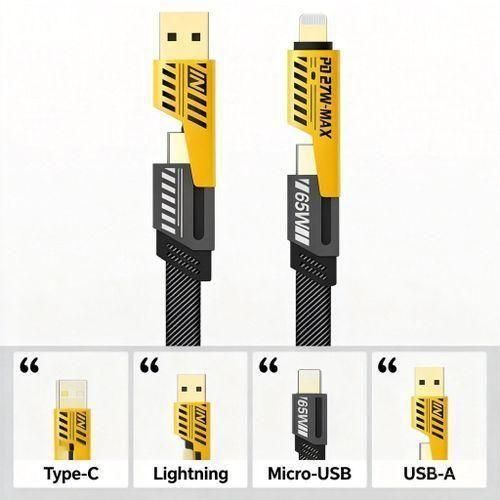 Share this product 4-in-1 USB-C & Lightning Mechanical Data Cable – Fast Charging & Data Sync for iPhone, Android, Laptop & Power Bank