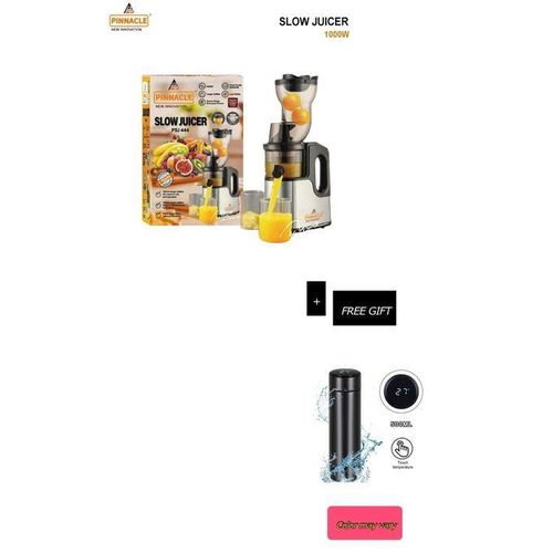 Pinnacle Slow Masticating Fruit Juicer- Juice Extractor And Free Temperature Filtered Water Bottle