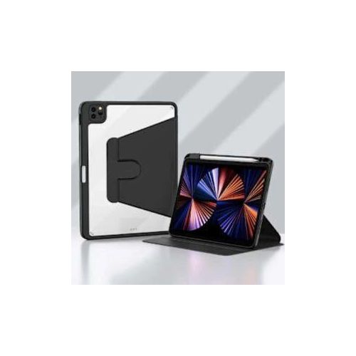 Galaxy A9+ Shockproof Clear Back Tablet Case: Magnetic Tri-Fold Smart Stand Cover with Pencil Holder