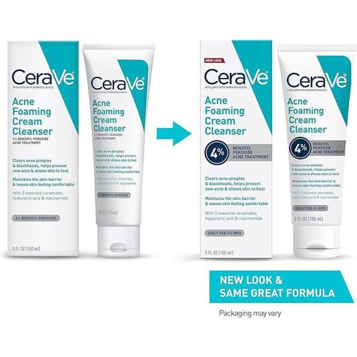 CeraVè 4% Acne Foaming Cream Cleanser - 150ml