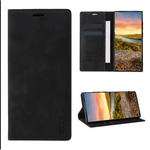 Samsung S20 Open & Close Silicone Phone Case & Pouch RICH BOSS - High-Quality Artificial Leather Case Designed, Featuring RFID Blocking, a Card Slot, a Kickstand, And Strong Magnetic Closure, Providing Shockproof Protection. (SAMSUNG) - ( Black )