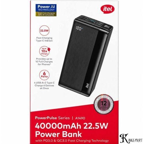 itel 40000mAh A1490 Power-Pulse I 22.5W Super-Fast Charging Type-C Input & Output Digital Display Power-Bank