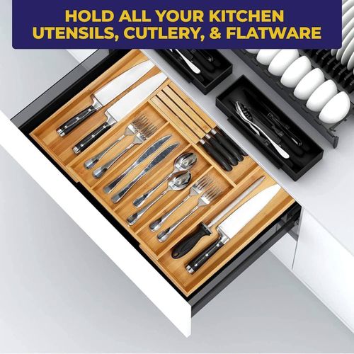 Extendable Bamboo Cutlery Rack