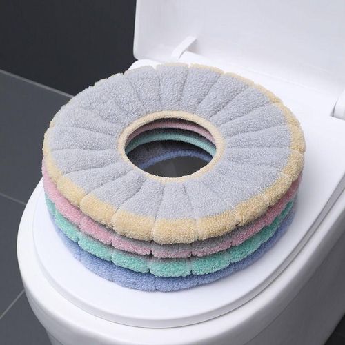 Soft Plush Washable Toilet Seat Cover Mat - Warm & Stretchable Cushion