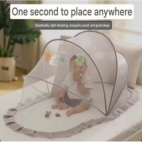 NEW BORN BABY ANTI MOSQUITO NET-PORTABLE FOLDABLE NET WITH VENTILATION MESH GREY
