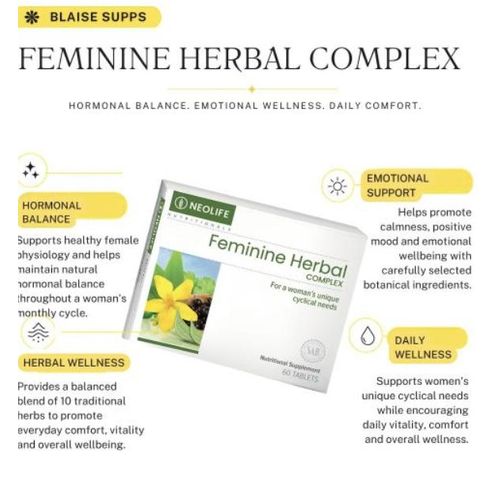 NEWLIFE GNLD Feminine Herbal Complex - 60 Tablets (Single) Herbal blend to help women achieve a state of optimal well being, comfort and calmness