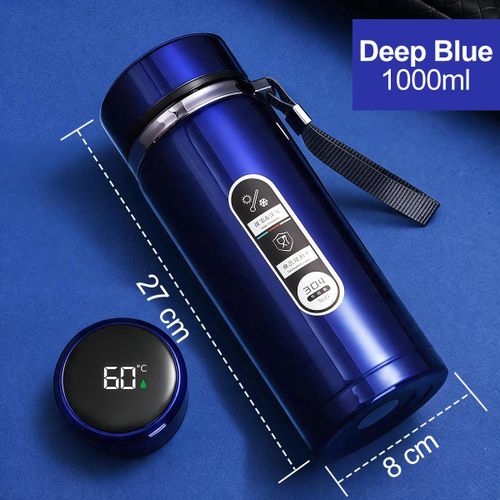 1000ml Smart Temperature Display Vacuum Flask, 304 Stainless Steel Insulated Water Bottle With Tea Strainer Leak Proof Portable Thermos For Outdoor Office Travel