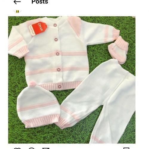 Baby Cardigan With Cap N Booties