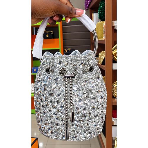 Silver Rhinestone Bucket Bag
