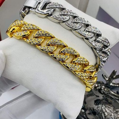 Quality Exquisitely Stylish Sophisticated Diamond Iced Gold/Silver Bracelet Set