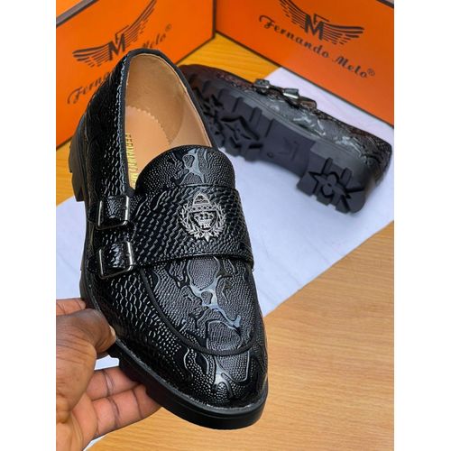 Crown Barge Men Original Leather Smart Shoe Black