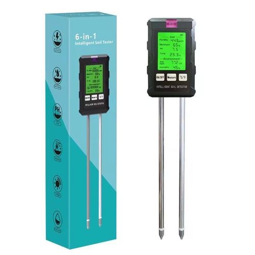 6-in-1 Intelligent Soil Tester: Digital Soil Fertility, pH, Moisture, Temperature, and Light Meter for Gardening & Plants