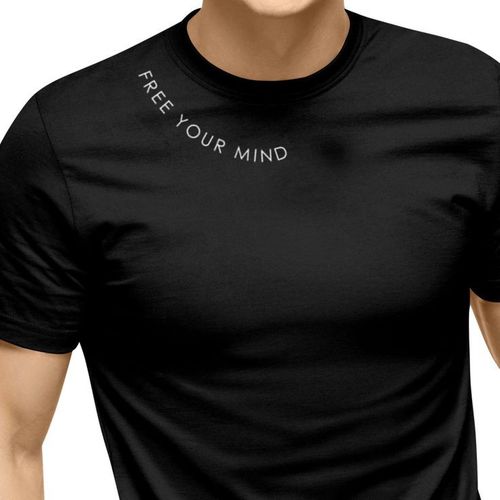 QUALITY SINGLE T-shirt Black Round Neck With Free Your Mind Design